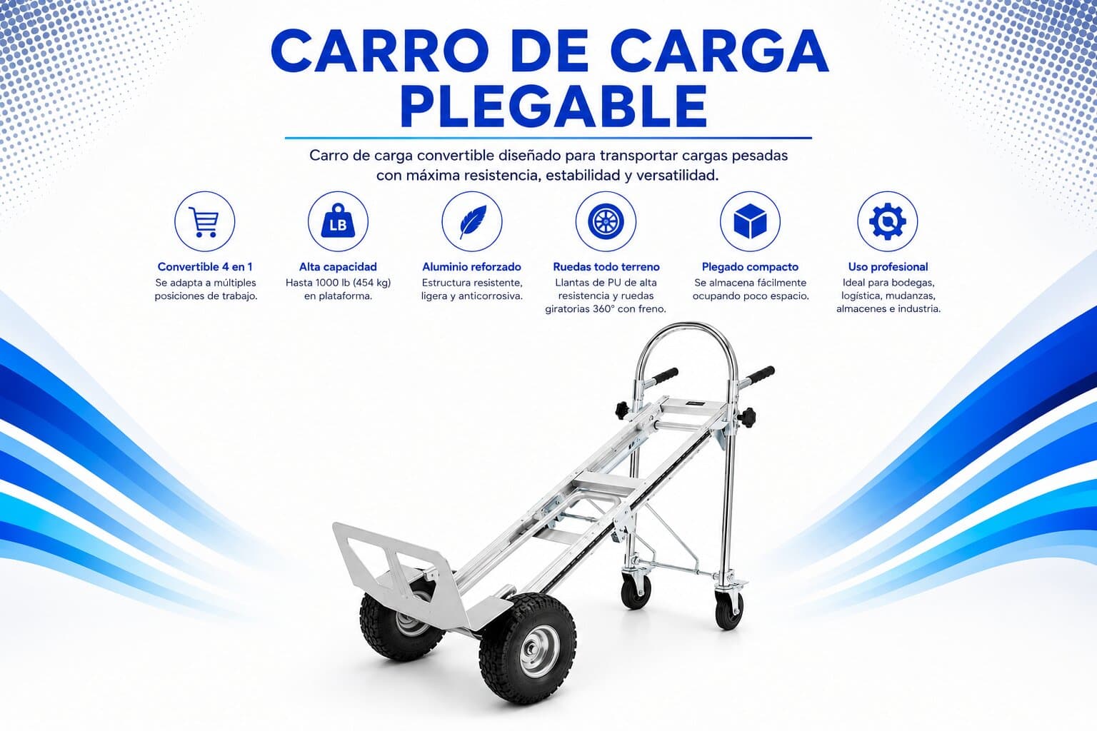 Carro de Carga Plegable: Transporte Versátil 2 en 1 para la Planta